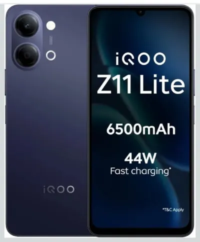 iQOO Z11 Lite 44W 5G (Midnight Blue, 4GB RAM, 128GB Storage) | 6500mAh Battery with 44W Fast Charging at ₹16,997