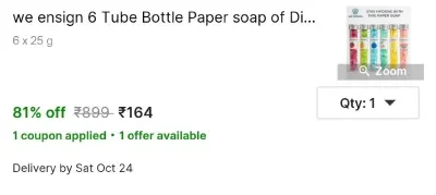 we ensign 6 Tube Bottle Paper soap of Disposable Hand Wash Cleaning Paper Soap Paper at ₹164