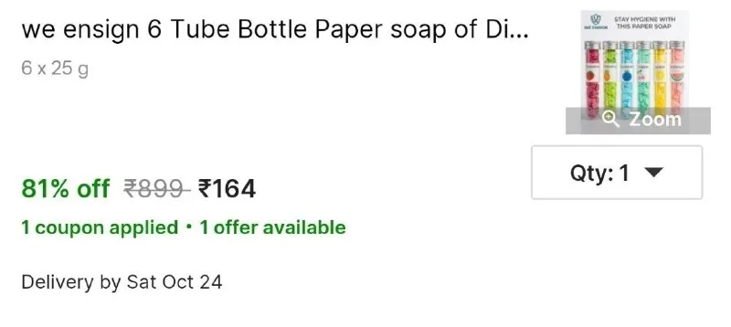 we ensign 6 Tube Bottle Paper soap of Disposable Hand Wash Cleaning Paper Soap Paper at ₹164