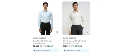 Upto 80% Off On Raymond, Park Avenue & Parx Clothing