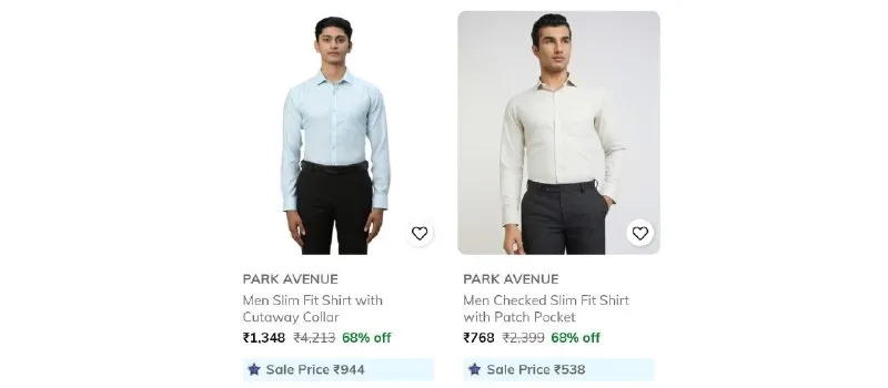 Upto 80% Off On Raymond, Park Avenue & Parx Clothing