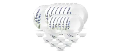 La Opala Novo Collection Opal Glass Crockery | for Family of 6 | Dinner Set 23 pcs at ₹1,449