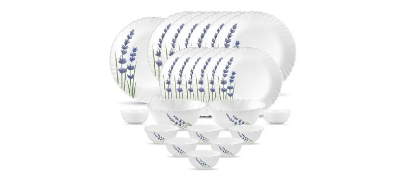 La Opala Novo Collection Opal Glass Crockery | for Family of 6 | Dinner Set 23 pcs at ₹1,449