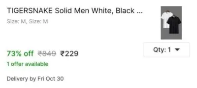 TIGERSNAKE Solid Men White, Black T-Shirt at ₹229