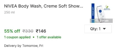 NIVEA Body Wash, Creme Soft Shower Gel at ₹146