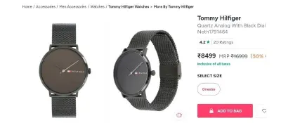 Tommy Hilfiger Quartz Analog With Black Dial Watch For Men - Neth1791464, Calvin Klein Men Printed Ck Reset Analogue Watch 25200473 and 1 more