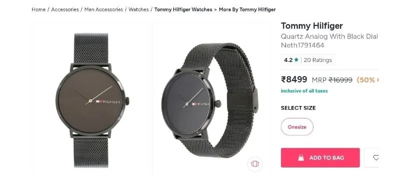 Tommy Hilfiger Quartz Analog With Black Dial Watch For Men - Neth1791464, Calvin Klein Men Printed Ck Reset Analogue Watch 25200473 and 1 more