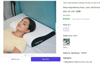 Sleep Yoga Memory Foam Pillow at ₹338