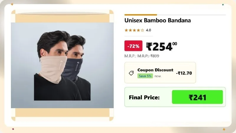 Unisex Bamboo Bandana, Pack Of 2 at ₹241