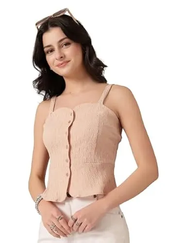 Style Quotient Women Peach Sleeveless Top at ₹159