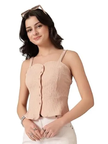 Style Quotient Women Peach Sleeveless Top at ₹159