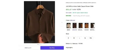Men's Solid Casual Brown Shirt at ₹279