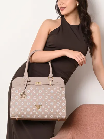LAVIE Signature Manhattan Brand Logo Synthetic Leather Medium Structured Satchel Bag at ₹2,299
