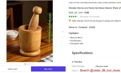 Wooden Masher (Okhli) at ₹126