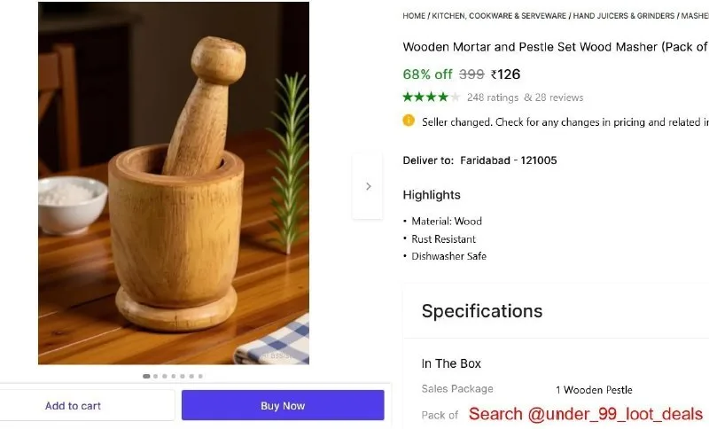 Wooden Masher (Okhli) at ₹126