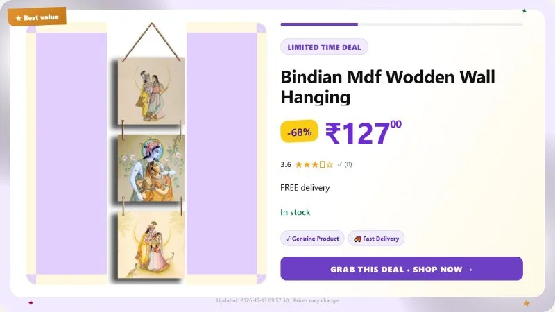 Bindian Mdf Wodden Wall Hanging at ₹127