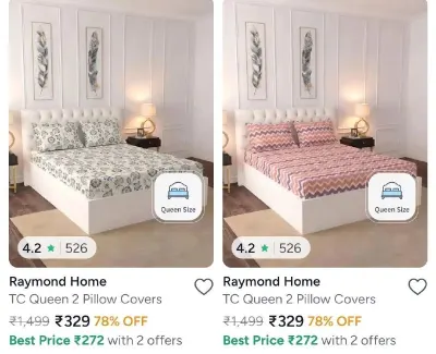 Raymond home, Bombay dyeing bedsheet, Recron pillows