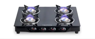 4 Burner Glass Top Gas Stove at ₹2,699
