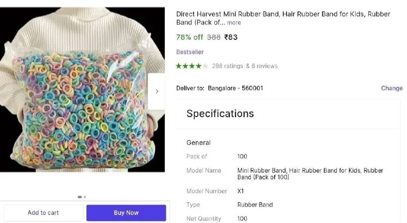 Rubber Band (Pack of 100) at ₹83