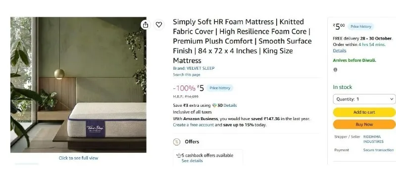Simply Soft HR Foam Mattress at ₹5