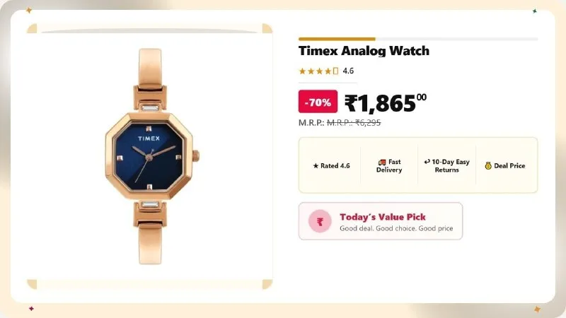 Timex Analog Watch at ₹1,865