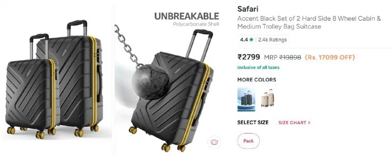 Safari Trolly Bag Combo at ₹2,799