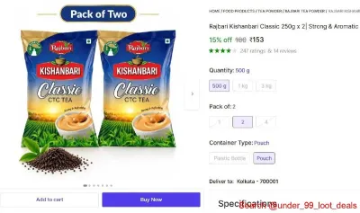 Rajbari Kishanbari Classic 250g x 2 at ₹153