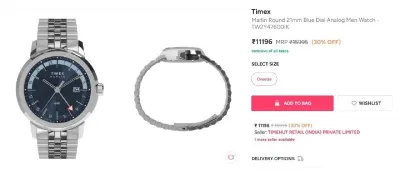 Timex Marlin GMT Watch at ₹8,989