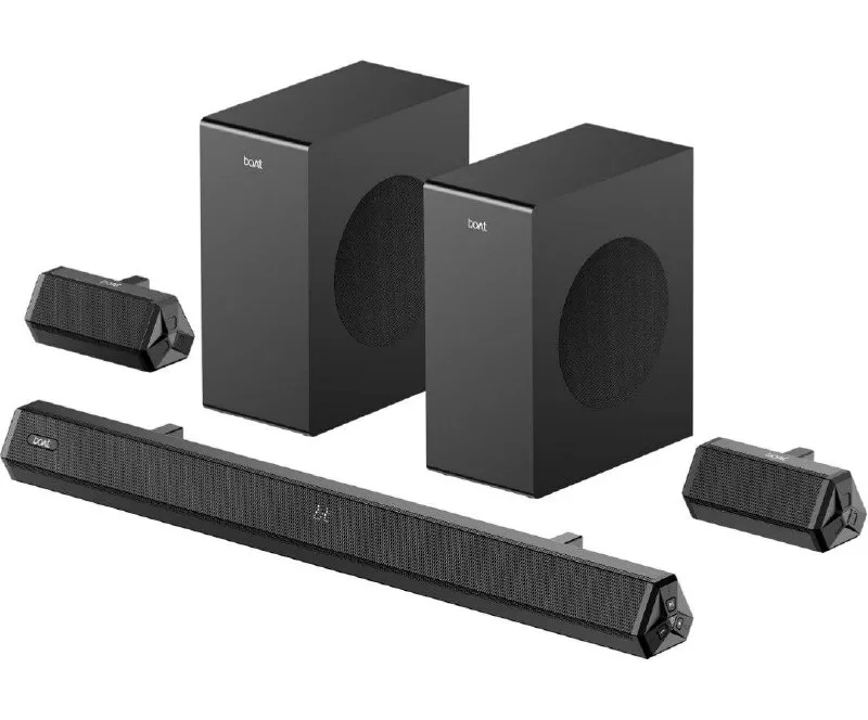 boAt Aavante Bar Prime B450 with Dual Subwoofers and Rear Speakers, 450W RMS Output at ₹8,000