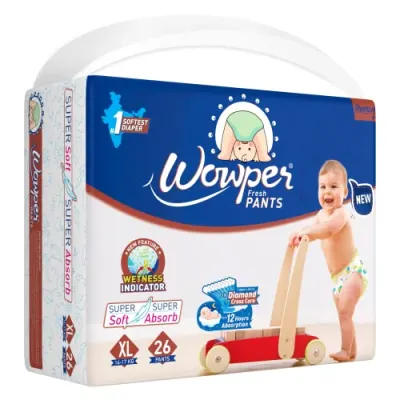Wowper Easy Pants Baby Diaper | Wetness Indicator | Anti Rash | up to 12 hrs Absorption |14-17 Kg | XL 26 counts at ₹176