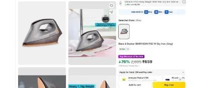 Black & Decker BXIR1102IN 1100 W Dry Iron at ₹659