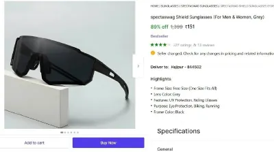 Shield Sunglasses At ₹ at ₹151