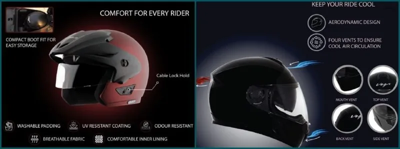 Grab : Upto 30% Off On Vega Riding Helmet at ₹767