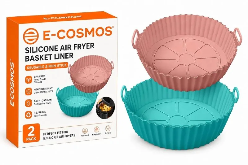 E-COSMOS® Nonstick Round Silicone Air Fryer Liners (8 inch, Pack of 2) at ₹149