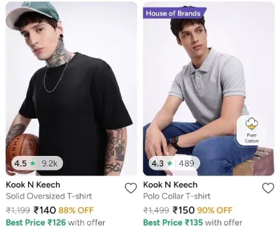 Upto 90% Off On Kook N Keech Men's T-Shirts