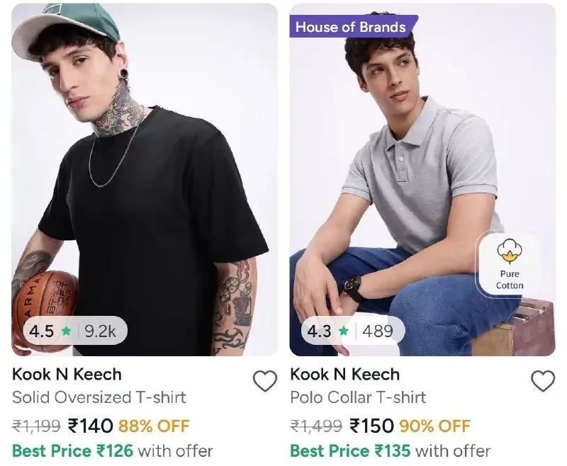 Upto 90% Off On Kook N Keech Men's T-Shirts