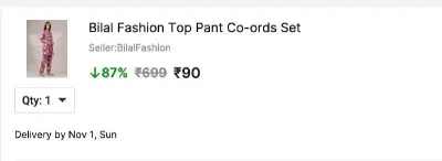 Bilal Fashion Top Pant Co-ords Set at ₹120