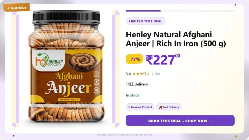 Henley Natural Afghani Anjeer (500 g) at ₹227