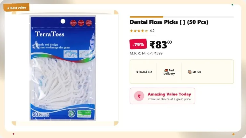 Dental Floss Picks [50 Pcs] Box at ₹83