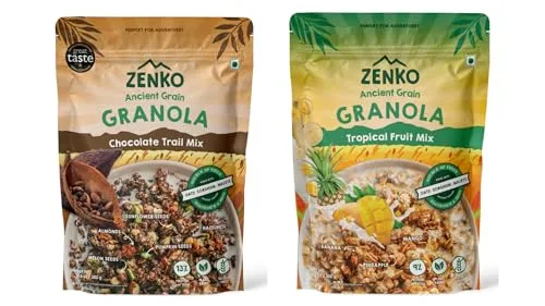 Zenko Ancient Grain Granola, Chocolate Trail Mix & Tropical at ₹141