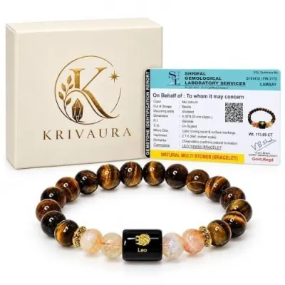 Zodiac Beaded Bracelet Round Stone Gemstone Astrology Jewell at ₹569
