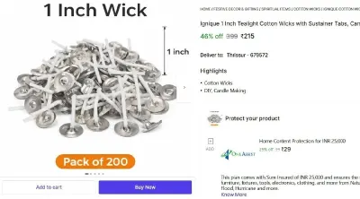 Tealight Cotton Wicks (Pack of 200) at ₹215