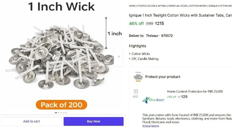 Tealight Cotton Wicks (Pack of 200) at ₹215