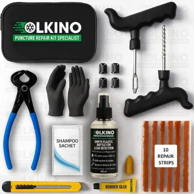 OLKINO 12-in-1 Tubeless Tyre Puncture Repair Kit for Cars & Bikes at ₹289