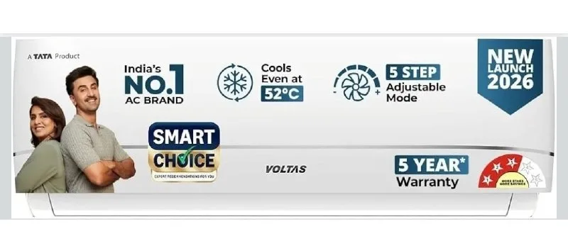 Voltas Smart Choice 1.42 ton 3 star, New star rated, Inverter Split AC at ₹34,490