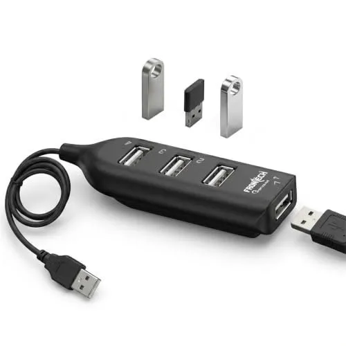 Frontech 4 Port USB Hub, USB 2.0 Splitter Hub with 480 Mbps High-Speed Data Transfer, Plug & Play, 1 Meter Cable, 1 Year Warranty (NC-0085) at ₹139