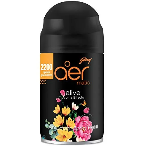 Godrej aer Matic Refill - Automatic Room Fresheners | Alive | 2200 Sprays Guaranteed | Lasts up to 60 days (225ml) at ₹194