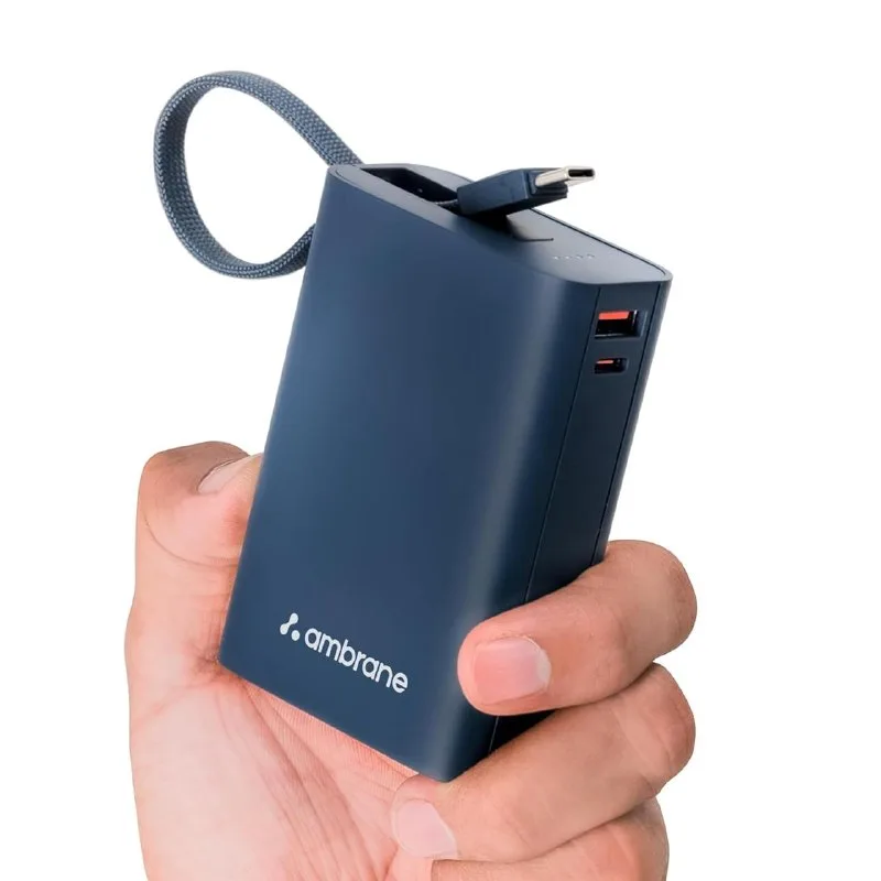 Ambrane 20000mAh Pocket Size Power Bank with Inbuilt Type-C Cable, 22.5W Fast Charging at ₹1,149