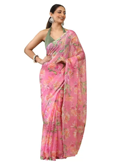 Garden Vareli Floral Print Chiffon Saree at ₹609