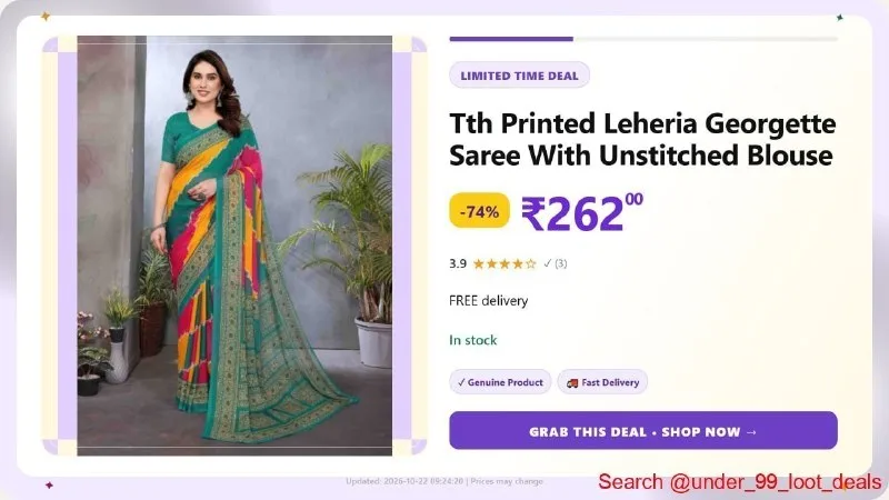 Leheria Georgette Saree With Unstitched Blouse at ₹262